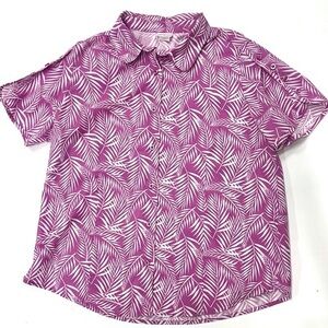 AMERICAN SWEETHEART Purple/Pink & White Leaf Print‎ Retro Vintage Size large